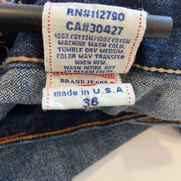 True Religion Mens Rainbow Joey blue Jeans 36 Contrasting Stitching Flap Pockets - Picture 9 of 13